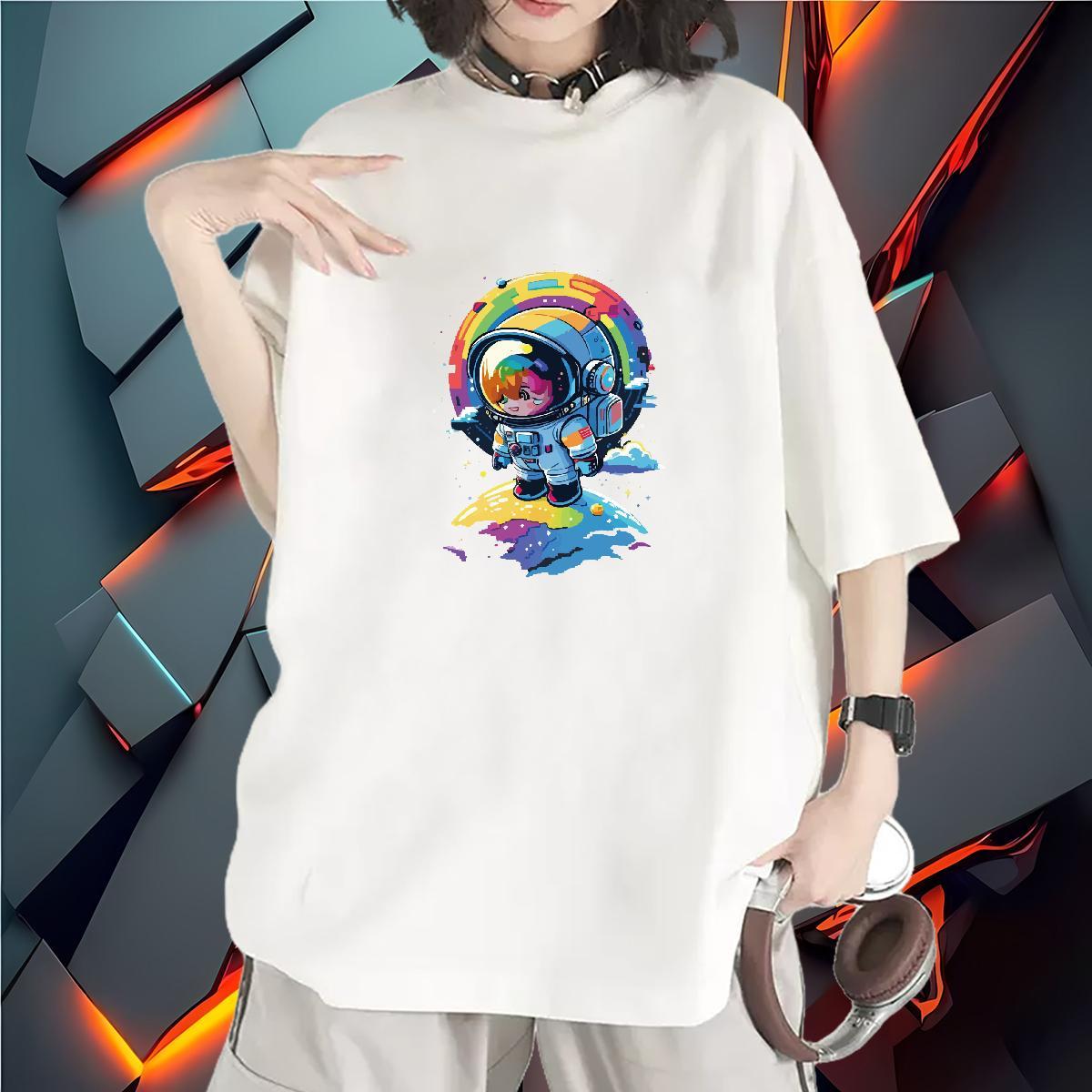 Soft Woman Tshirt 230g 100% Cotton universe Street T Shirts Women Breathable Anime Clothes