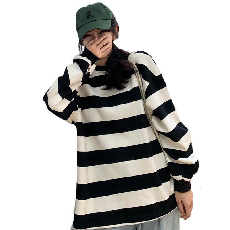Spring and Autumn New Korean Edition BF Style Loose Striped Sleeve for Women, Mid to Long Length Hoodie dongdumaoyi