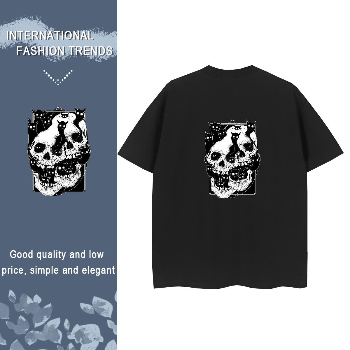 2024 Casual T Shirts Women 100% Cotton 230g Crew Neck Street Casual skull Lady T shirt Designer Nice Cartoon Anime Tshirts