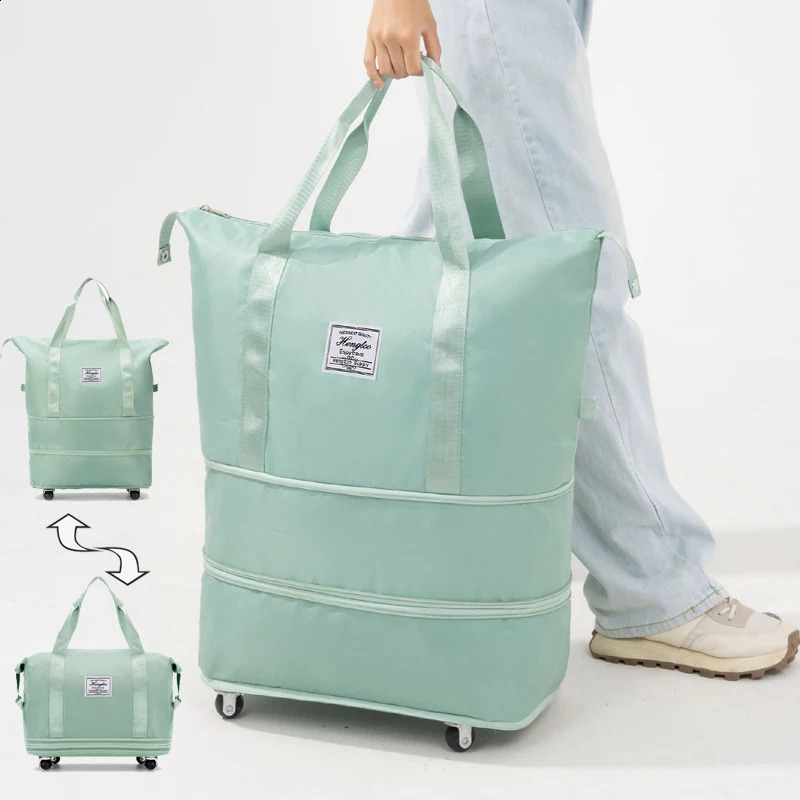 Universal wheel travel bag with double-layer dry wet separation fitness yoga shoulder bag 240821