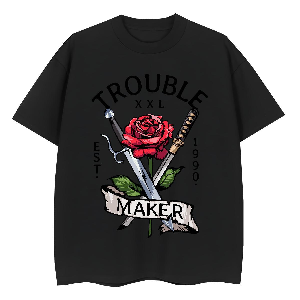 DIY T shirt Crew Neck 230g Cotton Couples T Shirts Custom Print Oversized rose Casual Sport Unisex Tops