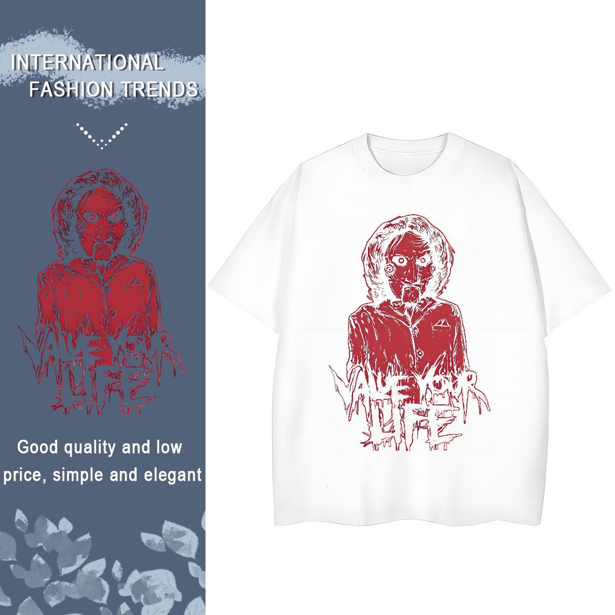2024 DIY Men Clothes T-Shirt 100% Cotton 230g Casual Daily Wear skull Crew Neck Breathable T shirt Brand Floral Print Top Tees