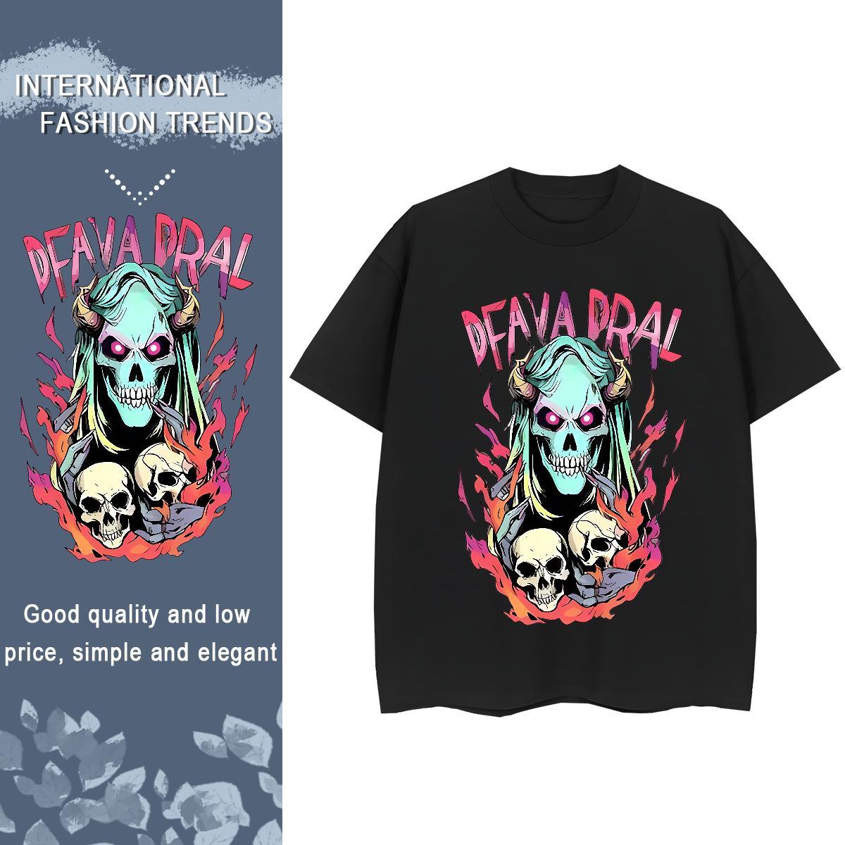 Custom T-Shirts 230g 100% Cotton Short Sleeve O-Neck Home Outdoor skull Unisex Tshirts Loose Customized Tops Shirt
