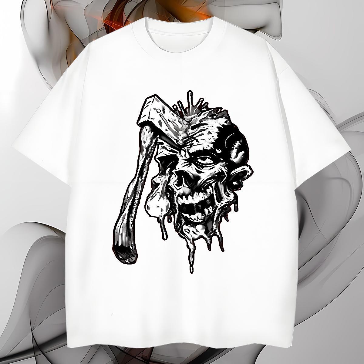 New Arrival Street Wear Men Clothes T-Shirt axe Breathable 100% Cotton 230g Mens T Shirts Classic DIY Logo Oversized Tops Shirt