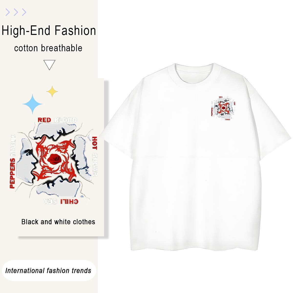 Brand Women Tees 100% Cotton 230g scary Casual T-Shirts for Women Round Neck Short Sleeve Cartoon Printing L-4XL Clothes Shirt