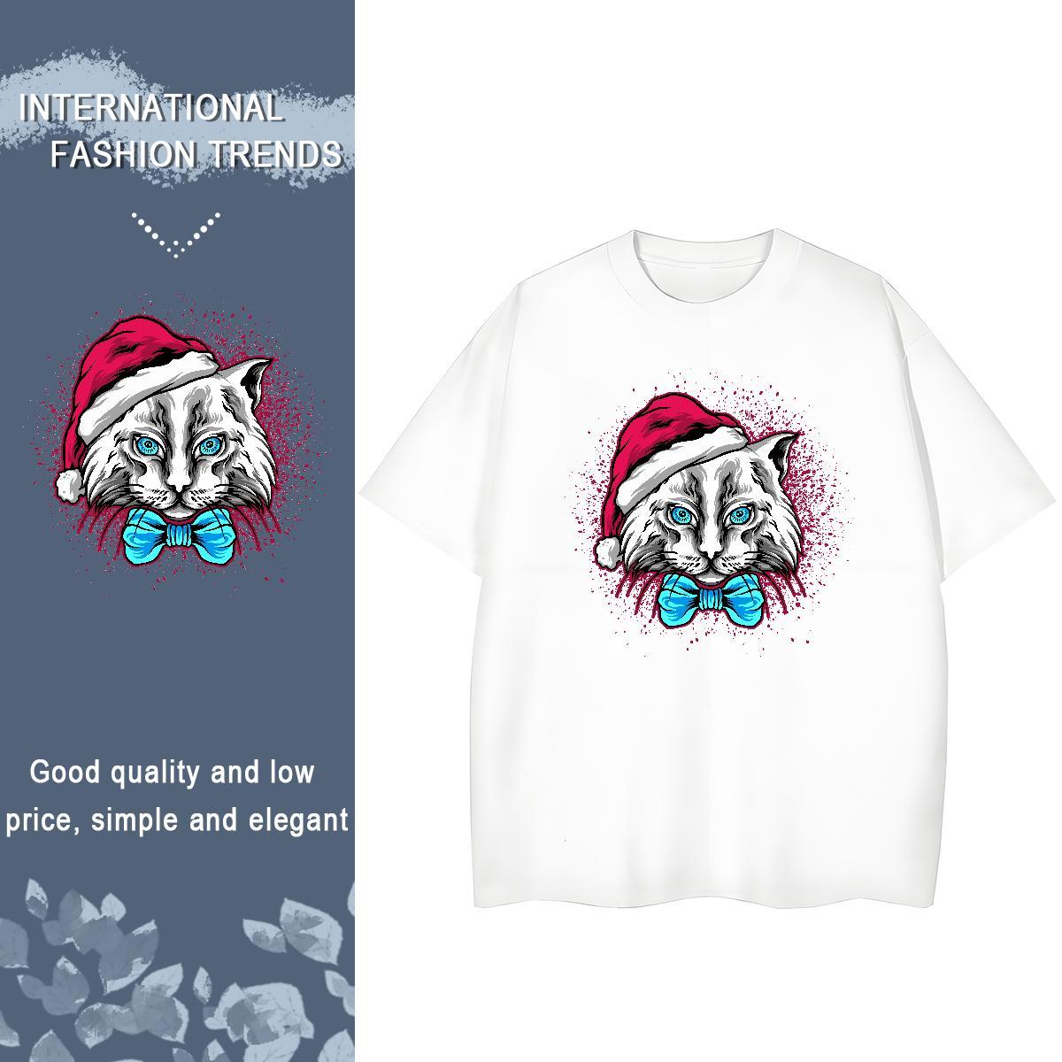 New Arrival T-Shirts Breathable Crew Neck 100% Cotton 230g Couples T Shirts DIY Anime Printed cat Casual Beach 5A Tops Shirt
