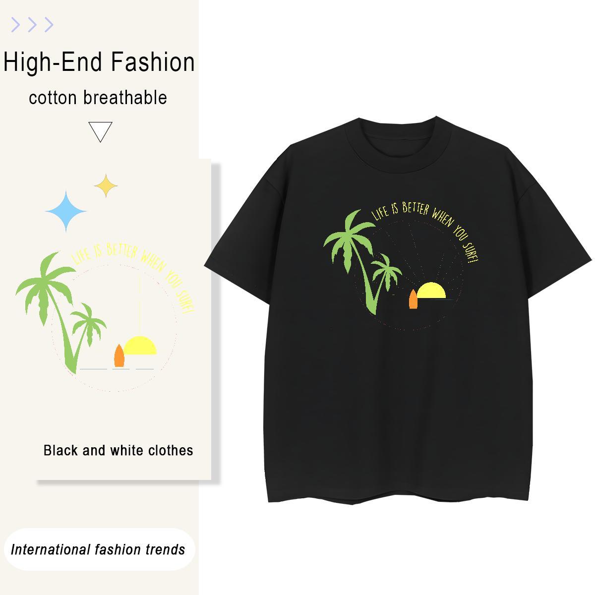 Wholesale Women Tees 230g Pure Cotton wave Spring Summer Women T Shirts Comfortable Graphic Wear
