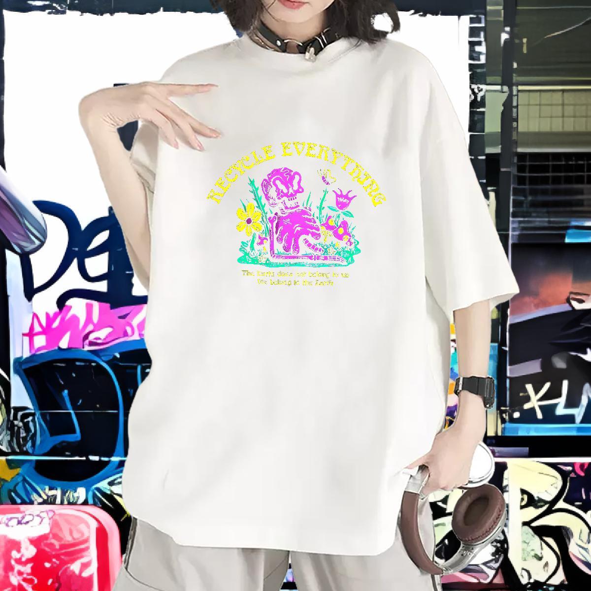 New T shirt 230g Cotton Short sleeve Soft Street flower Womens Tshirts Designer Black White Tees