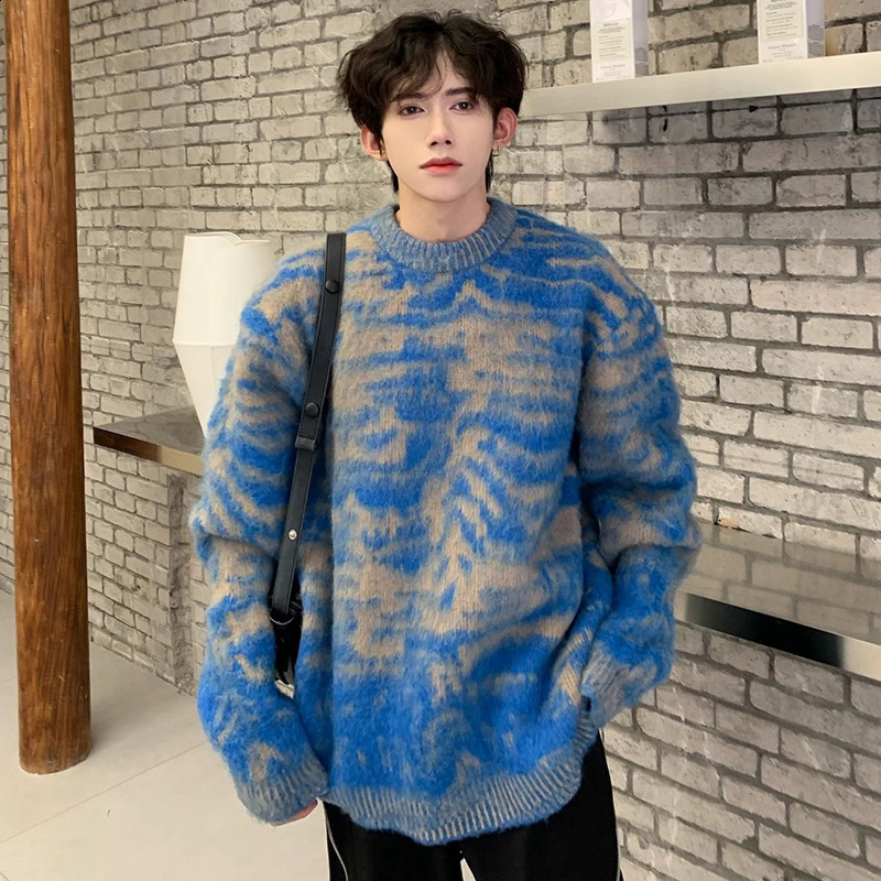 IEFB Round Collar Male Pullover Sweaters Casual Contrast Color Mens Knitting Pullovers Fashion Spring Korean Style 9C4162 240821