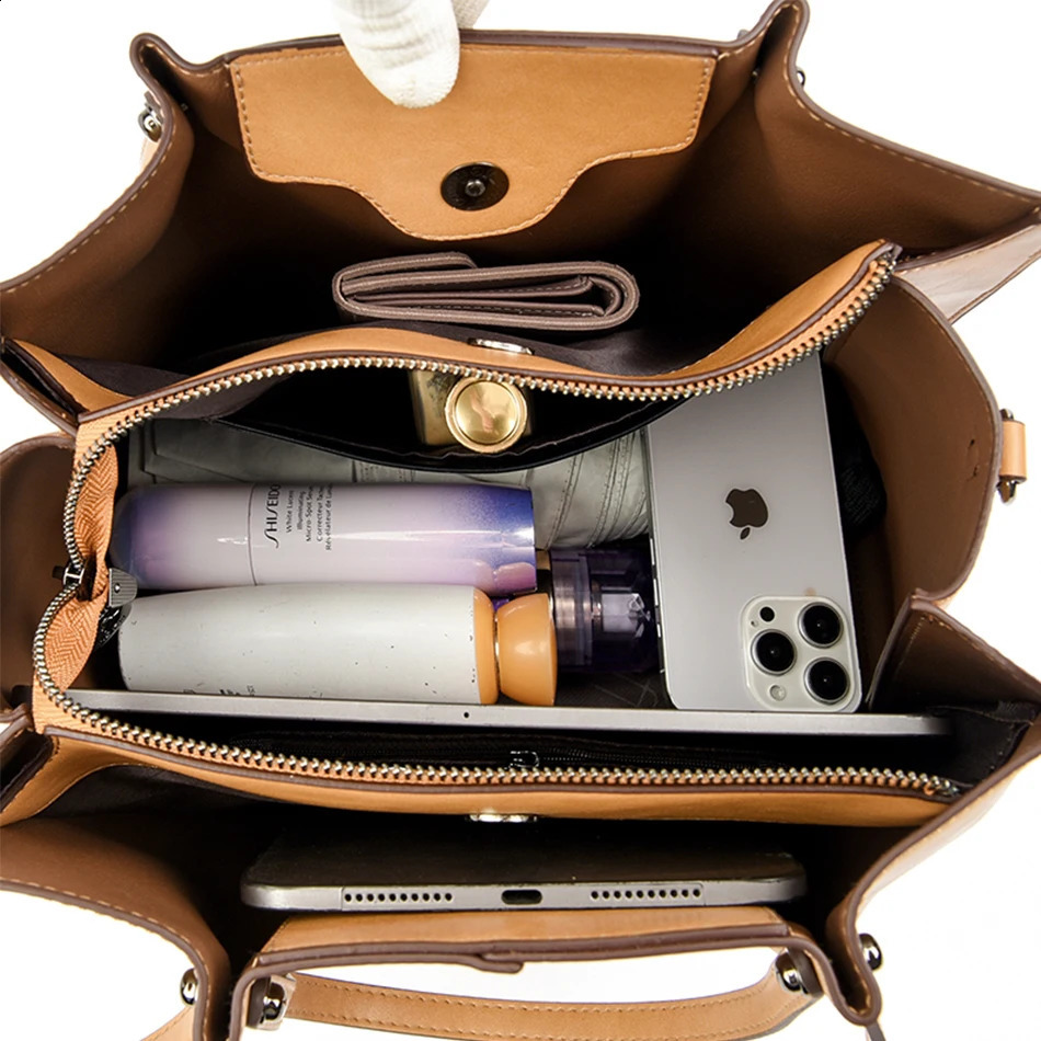 3 Layers High Quality Leather Ladies Handbags Purses Women er Bags Shoulder Crossbody Bags Shopping Messenger Sac 250106