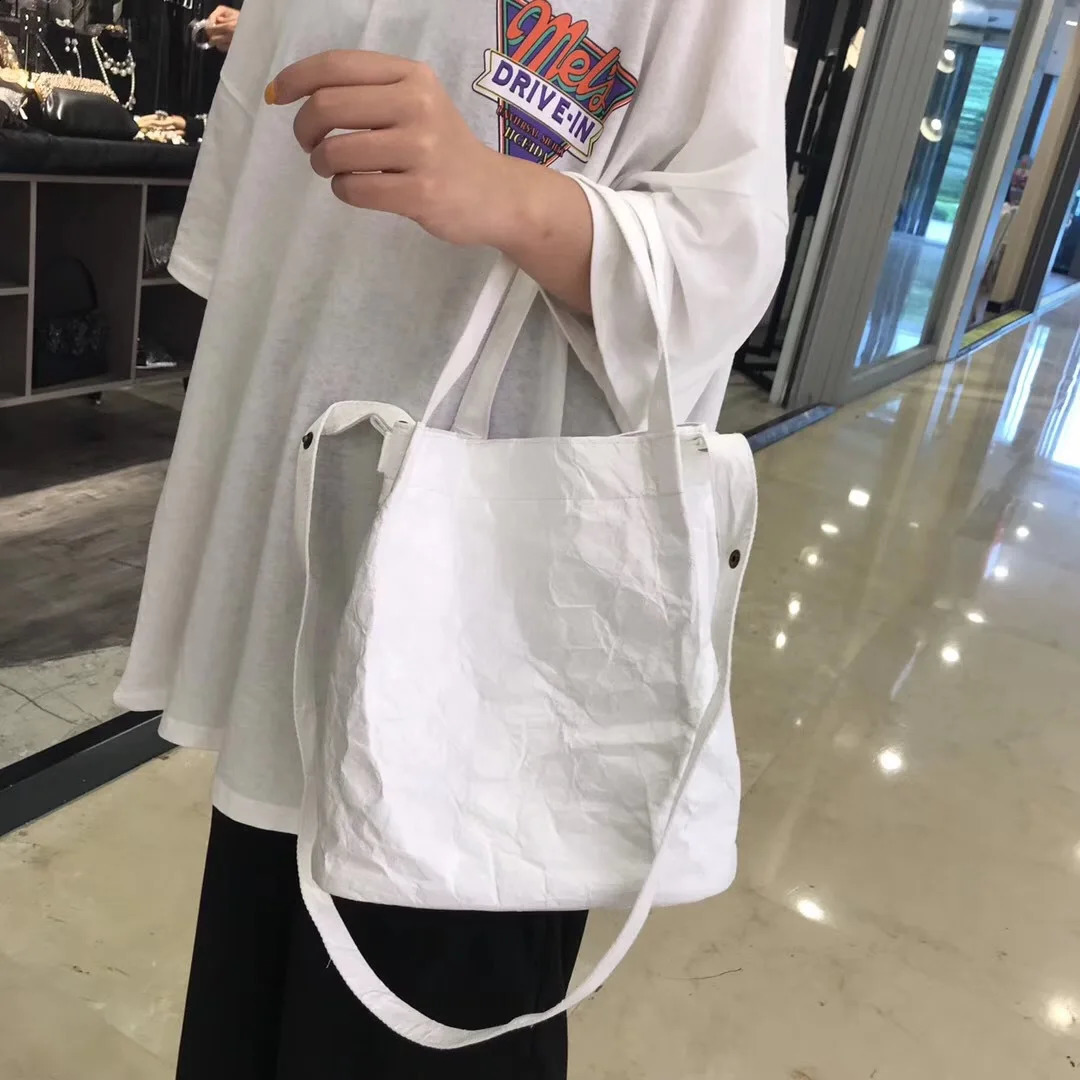 Casual Waterproof Kraft Paper Women Shoulder Bags Dupont Lady Handbags Vintage Crossbody Bag Female Big Shopper Purse 240821