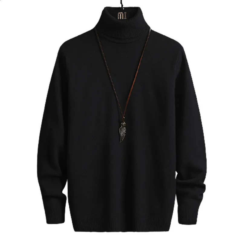 Turtleneck Sweaters Men Solid Pullovers Winter Knitted Sweater Turtleneck Pullovers Black Gery Winter Warm Sweater Men Clothing 240821