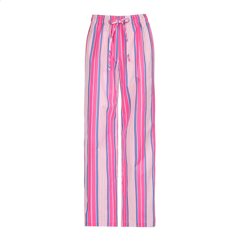 Rapcopter y2k Striped Pants Women Vintage Pink Shirring Streetwear Casual Trousers Harajuku England 90s Aesthetic Pants French 240821