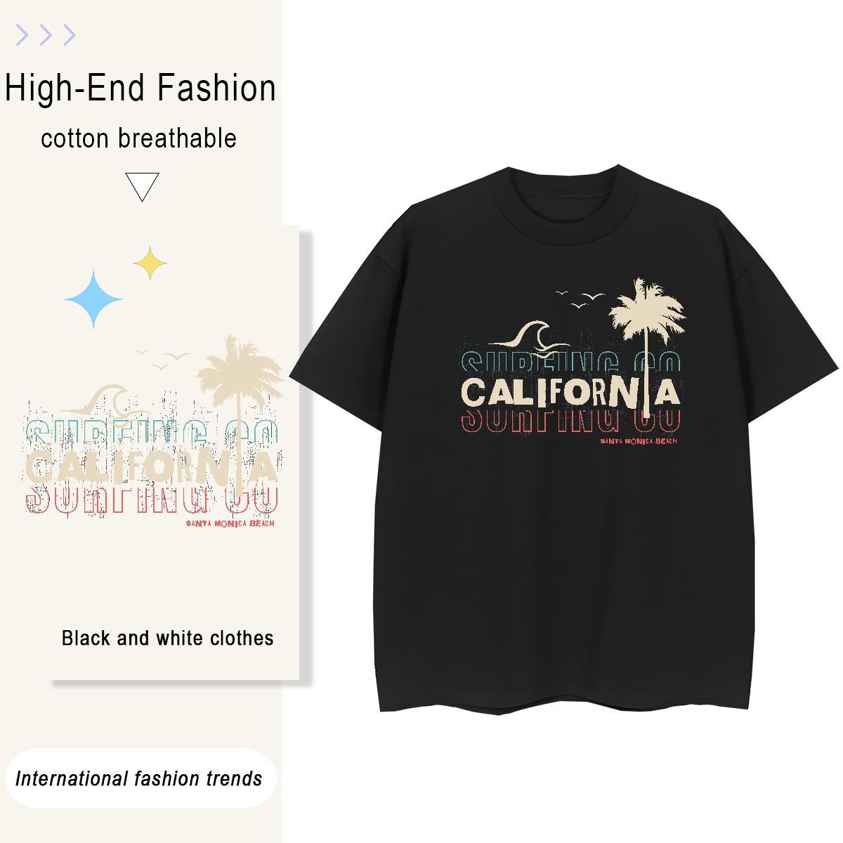 Popular Women Tees 230g Pure Cotton letter Outdoor Women T Shirts Breathable Black Oversized Clothings