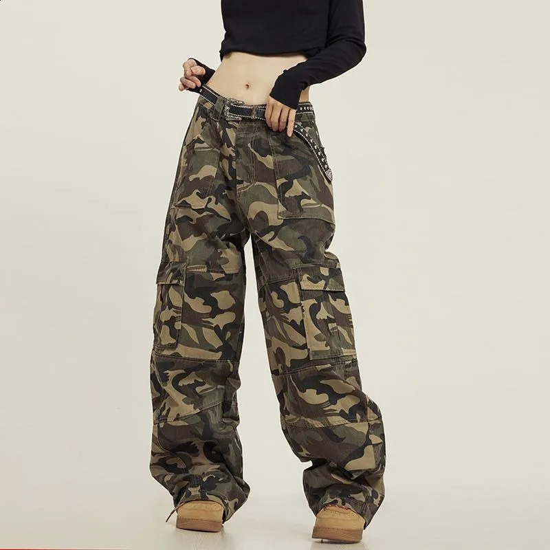 Deeptown Harajuku Camouflage Cargo Pants Womens Grunge Baggy American Retro Y2k Trouser Loose Autumn Korean Fashion Aesthetics 240821