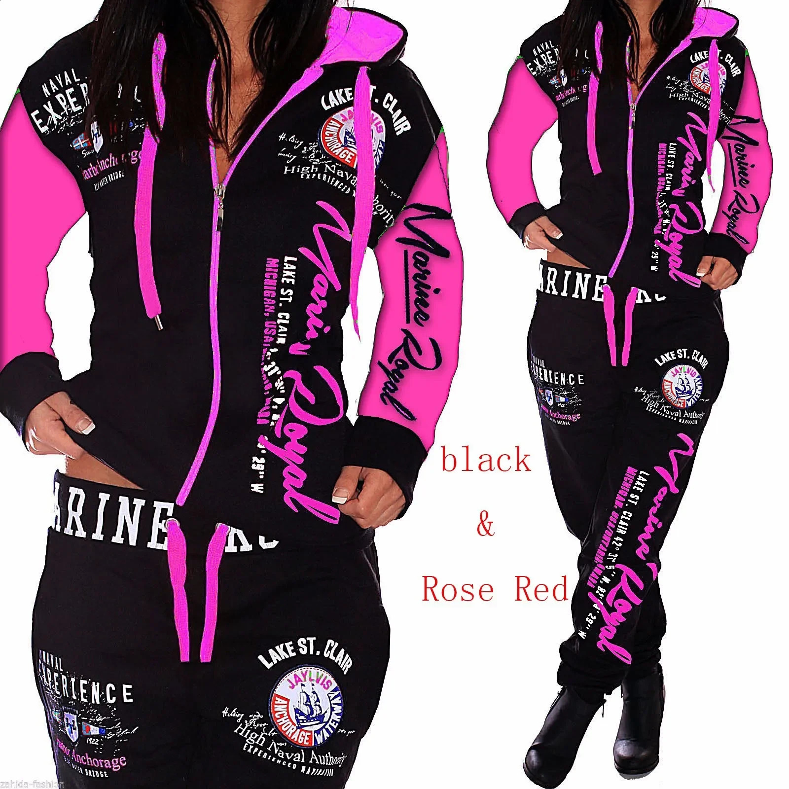 2 Piece Tracksuit Spring Women Sport Suit Printed Hoodie Jacket Sweatshirtpant Running Jogger Fitness Outfit Casual Workout Set 240810