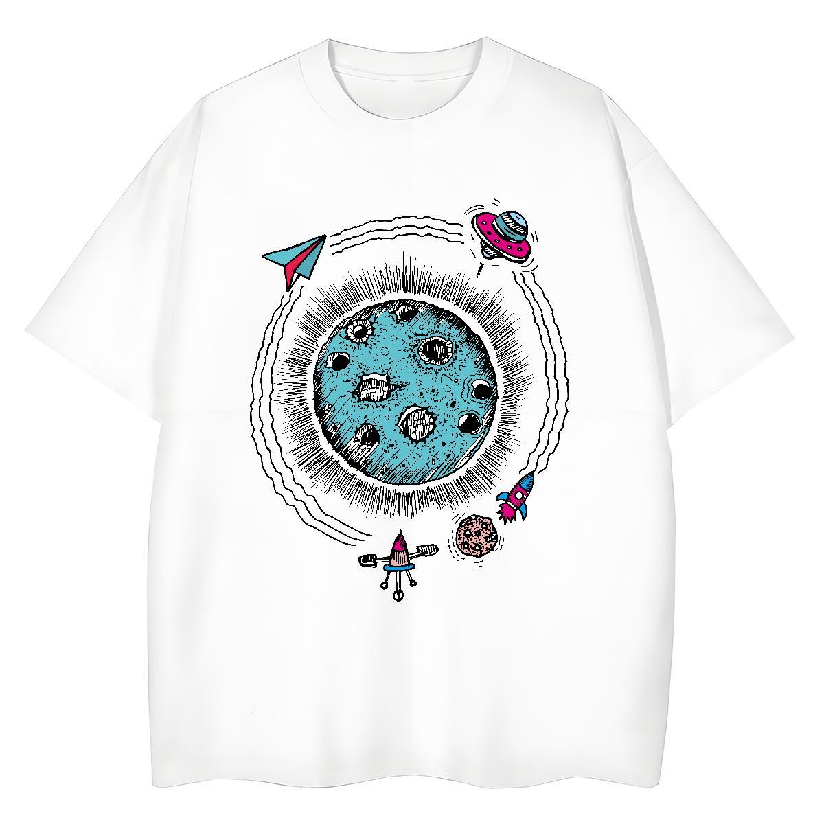 Loose fit Woman Tshirt 100% Cotton 230g planet Beach Women T Shirts Breathable Soft White Plus Size Clothes Shirt