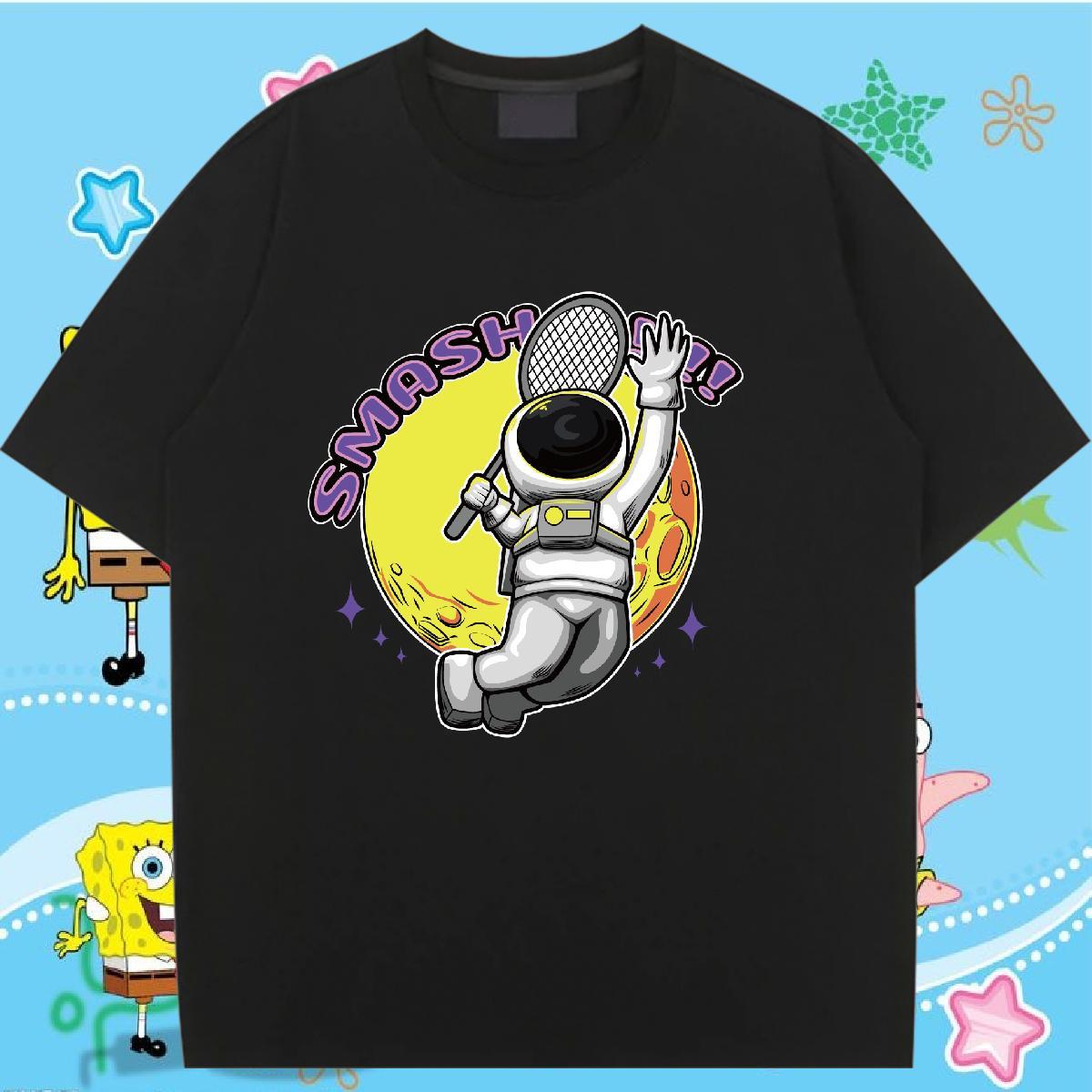 Loose Women Tshirts 100% Cotton 230g universe Summer Casual Woman T Shirts Breathable Soft Customized Print Tee Shirt