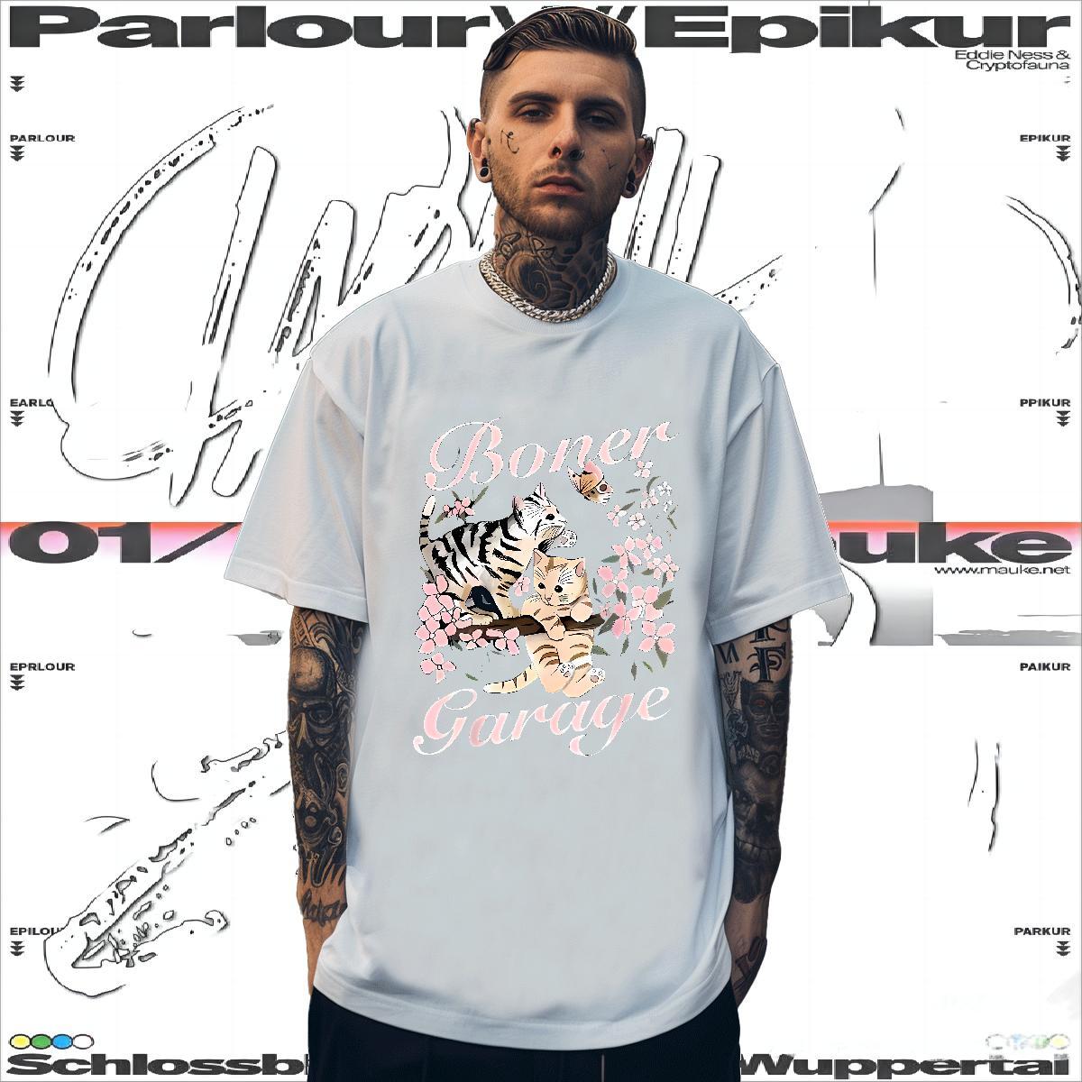 TOP Quality T shirt cat Crew Neck Breathable Anime Printing Street Cartoon Print 230g Cotton Mens Tshirts New Arrival Tees
