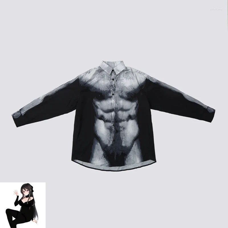 Men's Casual Shirts Black Gray Color Match Patch Label Y/Project Vertical Stripes Long Sleeve Men Women Patchwork Streetwear Shirt Clothes
