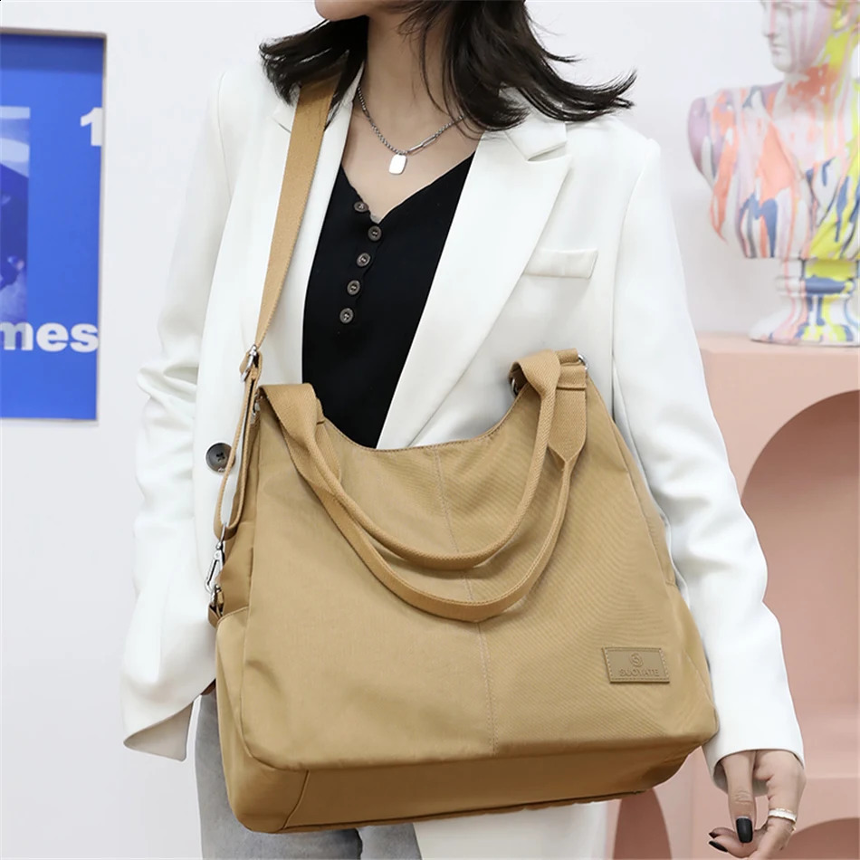 Summer Style Causual Nylon Tote Fashion Messenger Shoulder Bag Nylon Handbag Large Capacity Big Womens Tote Shopping Bag 240821