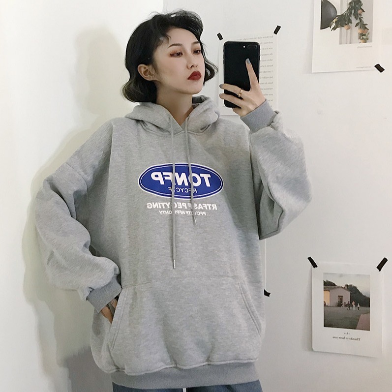 Autumn/Winter New Korean Fashion Large Size Hooded Sweater Women's Plush Thickened BF Style Pullover Top Trendy dongdumaoyi