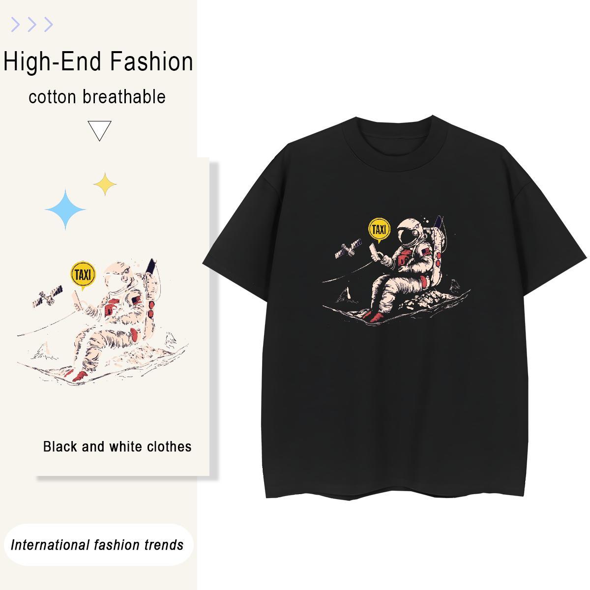 Soft Unisex Tshirts 100% Cotton 230g cosmonaut Street T-Shirts Short Sleeve O-Neck Oversized L-4XL Clothes Shirt