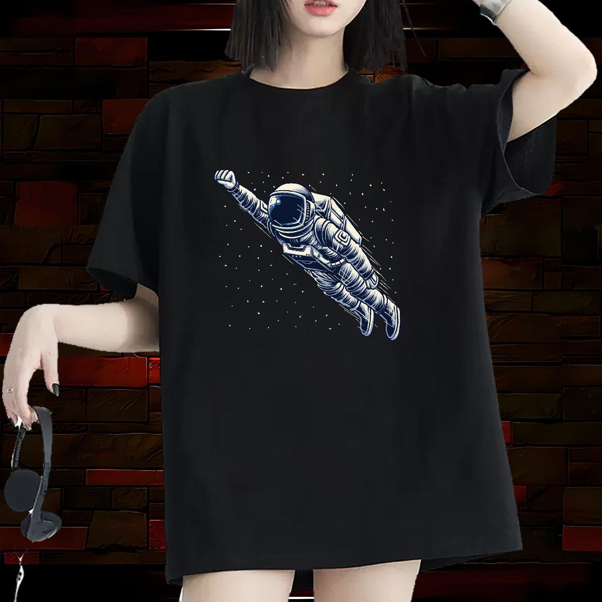 Comfortable Tshirt for Man Woman 230g 100% Cotton cosmonaut Street T Shirts Women Breathable Short Sleeve Oversized Tee Shirt