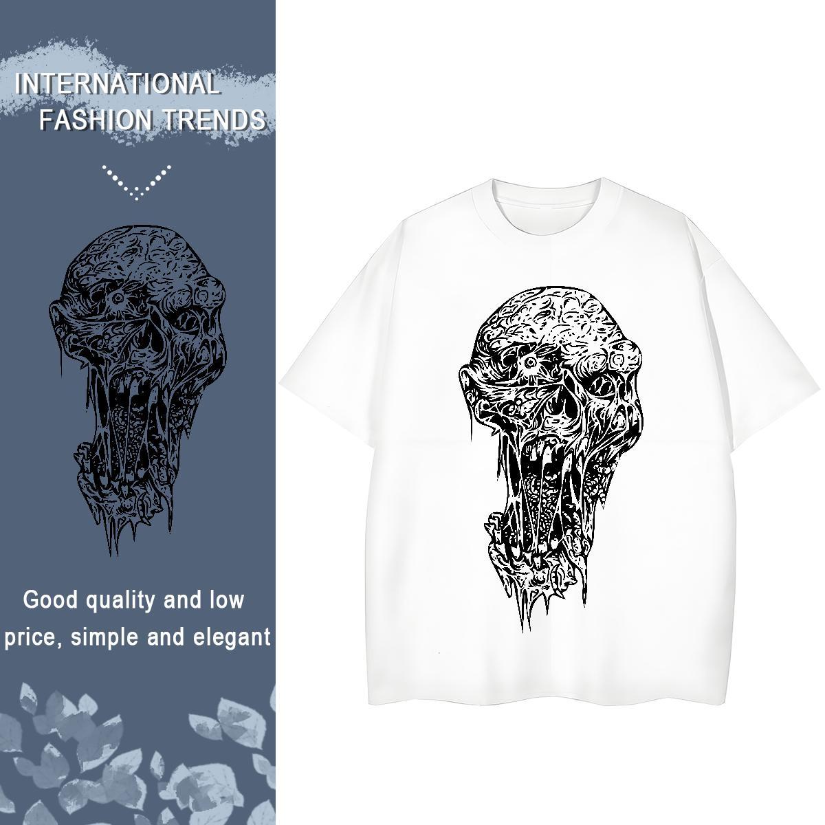 DIY Woman T Shirts 230g 100% Cotton Breathable Crew Neck Street Wear skull Womens Tshirts Female Custom Printing Tees Shirts