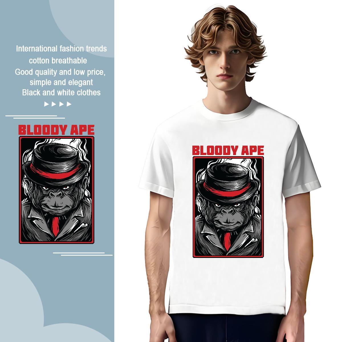Brand orangutan T shirt Anime Printing Street Men Clothes T-Shirt 100% Cotton 230g Custom Breathable Crew Neck Plus Size Cartoon Tops Tees