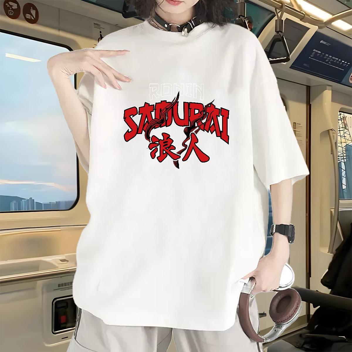 High quality Womens Tshirts 230g Pure Cotton letter Casual Sport Womens T Shirts O Neck Short Sleeves Anime Print Clothes Shirt