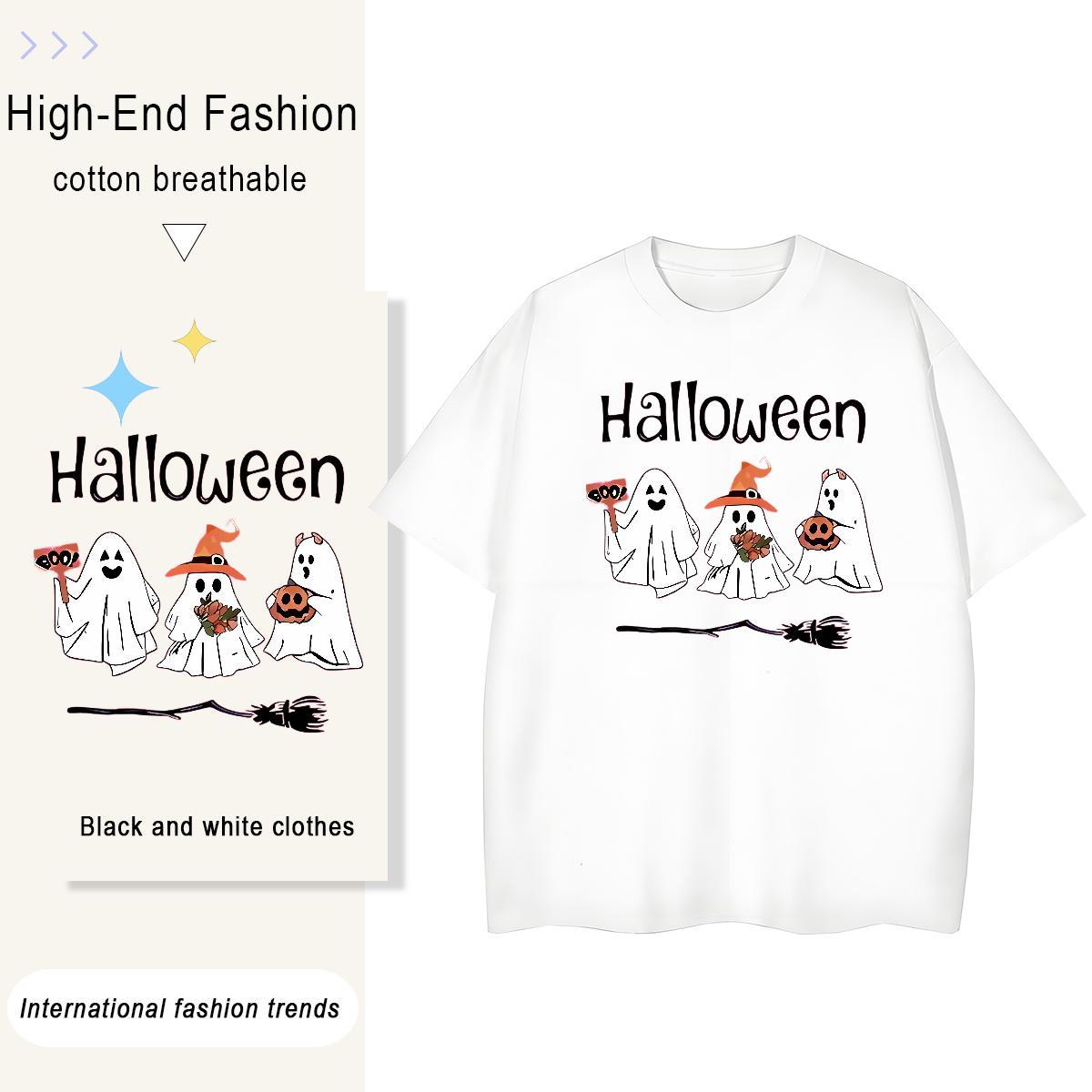 DIY T-Shirts 230g 100% Cotton Breathable Sport halloween Women Tees Designer Nice Cartoon Floral Printing Top Shirts