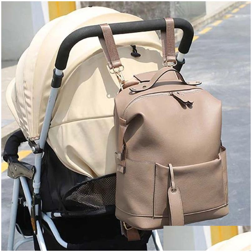 Diaper Bags Diaper Bags Multifunction Leather Large Capacity Baby For Care Changing Mom Outdoor Travel Maternity Backpack Drop Delivery Kids Dia Dhpqn