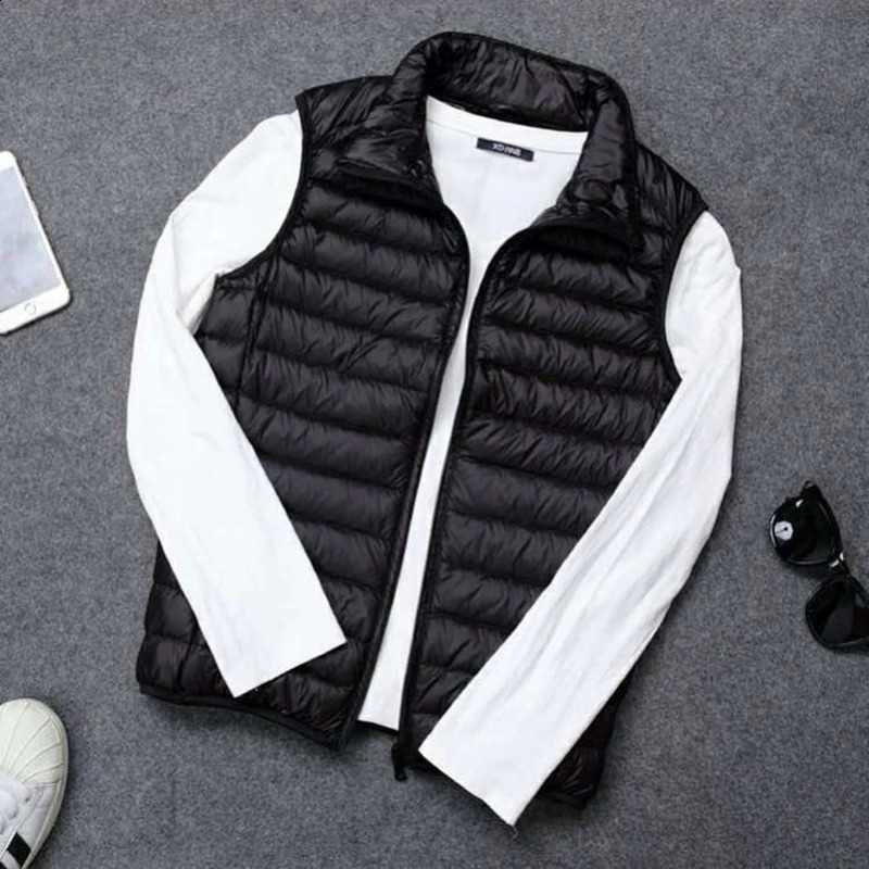 autumn and winter mens ultra light duck down vest white sleeveless jacket warm 240822