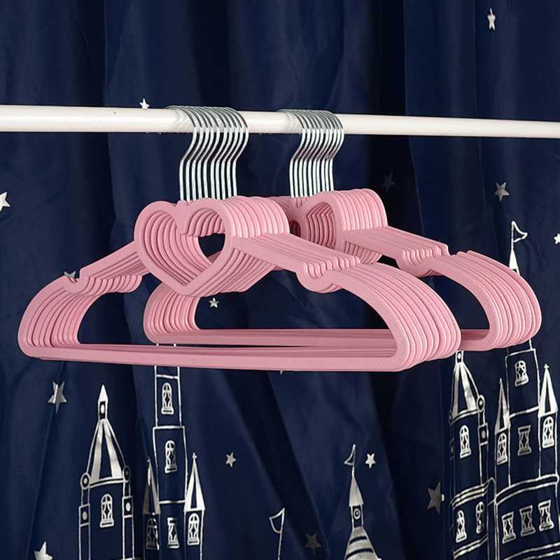 Hanger Coat ABS Pattern Durable Clothes 10PCS Hanger Hanger Heart For Adult Children Clothing Hanging Supplies (Pink)