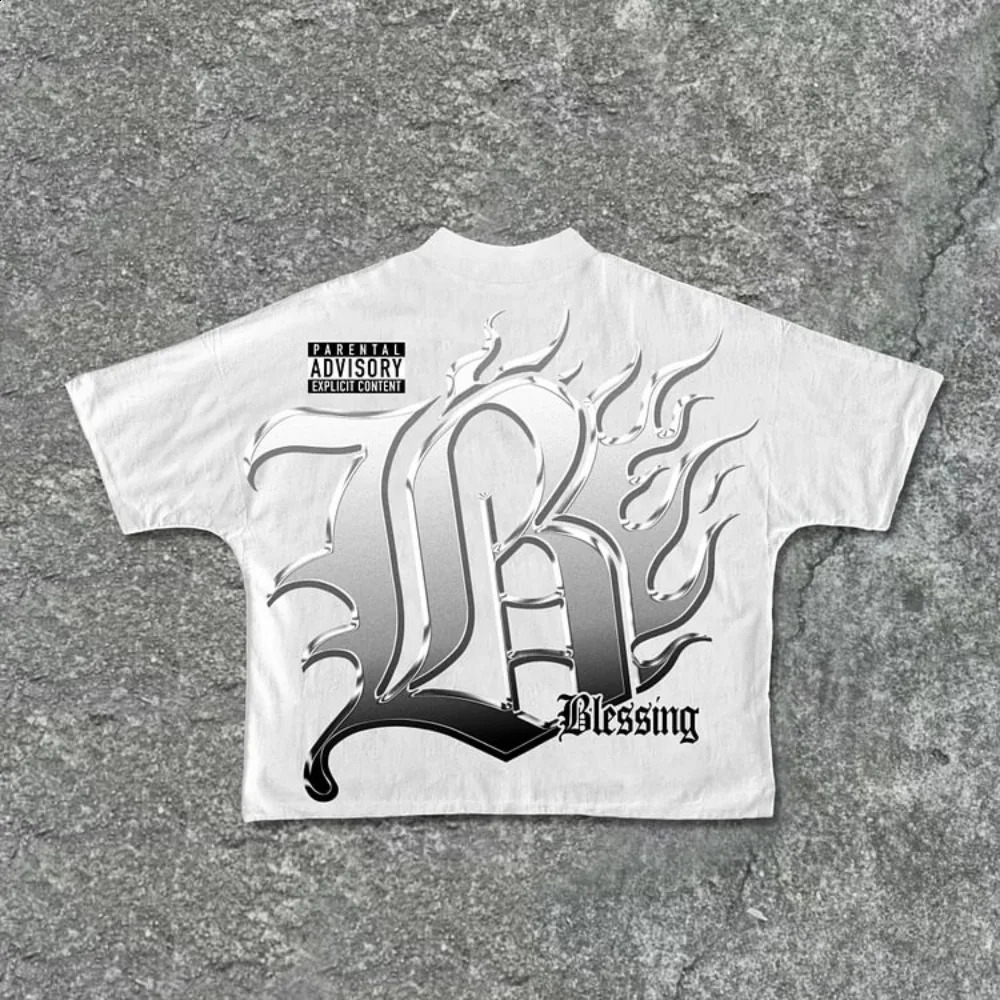Sopula Flame Metal Letter B Street Boys Retro Graphic 100% Cotton Cut Tshirt Mens Y2K Oversized Womens Top 240822