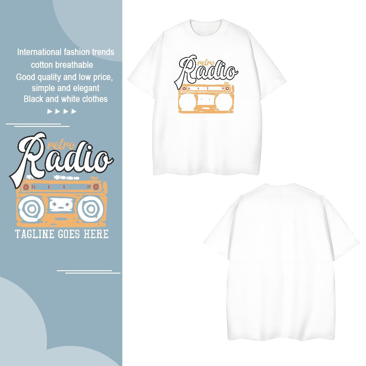 Classic radio Man T Shirts Hip Hop Street Tshirts 230g Pure Cotton Wholesale Short Sleeve Soft Custom Print Plus Size Clothes