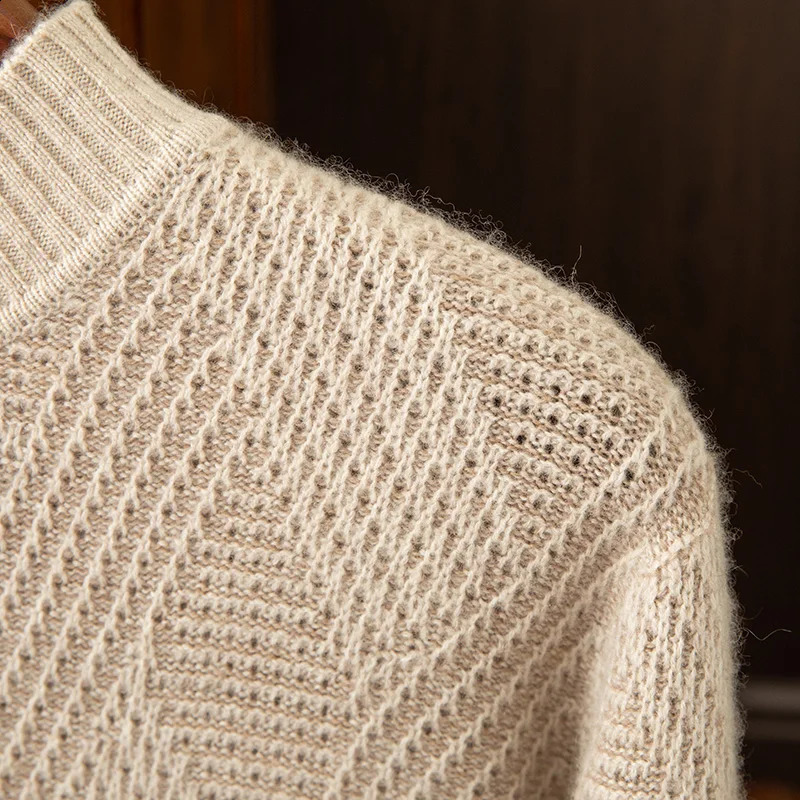 AutumnWinter Collection 100% Cashmere Mens Seven Needle Thickened Half High Neck Two Color Casual Sweater 240821