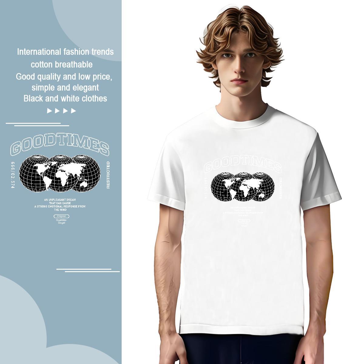 Cool earth Men T Shirts Anime Printing Street Couples T Shirts 230g Cotton Casual New Pure Cotton Customized Tops Tees