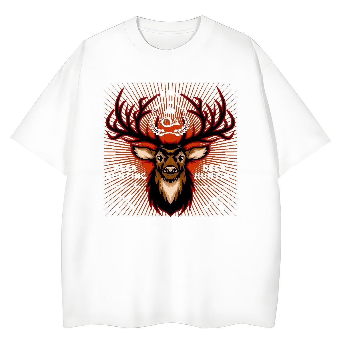 Fashion T-Shirts for Women Breathable 230g Pure Cotton Unisex Tshirts Anime Oversized deer Sports Casual Lady Top Tees