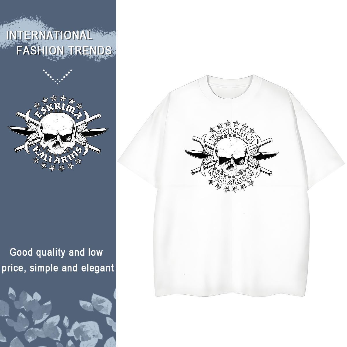 Fashion Casual T shirt 230g Cotton Breathable Crew Neck Hip Hop skull Unisex Tshirts 5A DIY Anime Printed Clothes Shirt