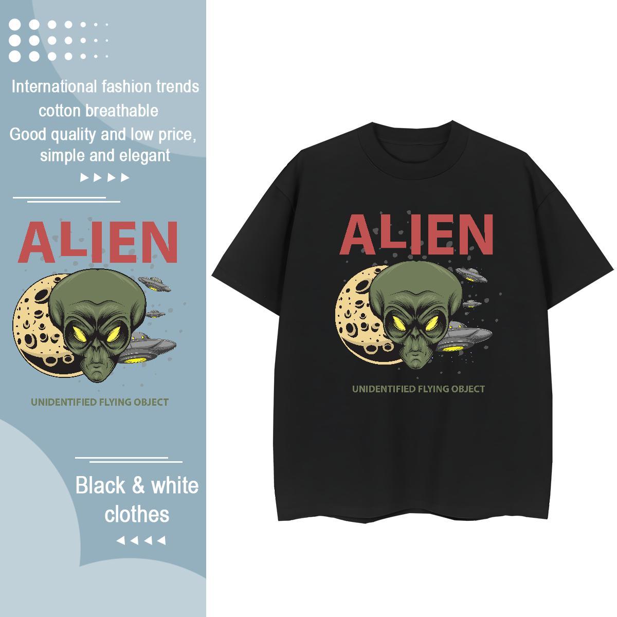 Casual New T-Shirts for Women Short Sleeve O-Neck 100% Cotton 230g Womens Tshirts Custom Cartoon ET Street Female Tees Shirts
