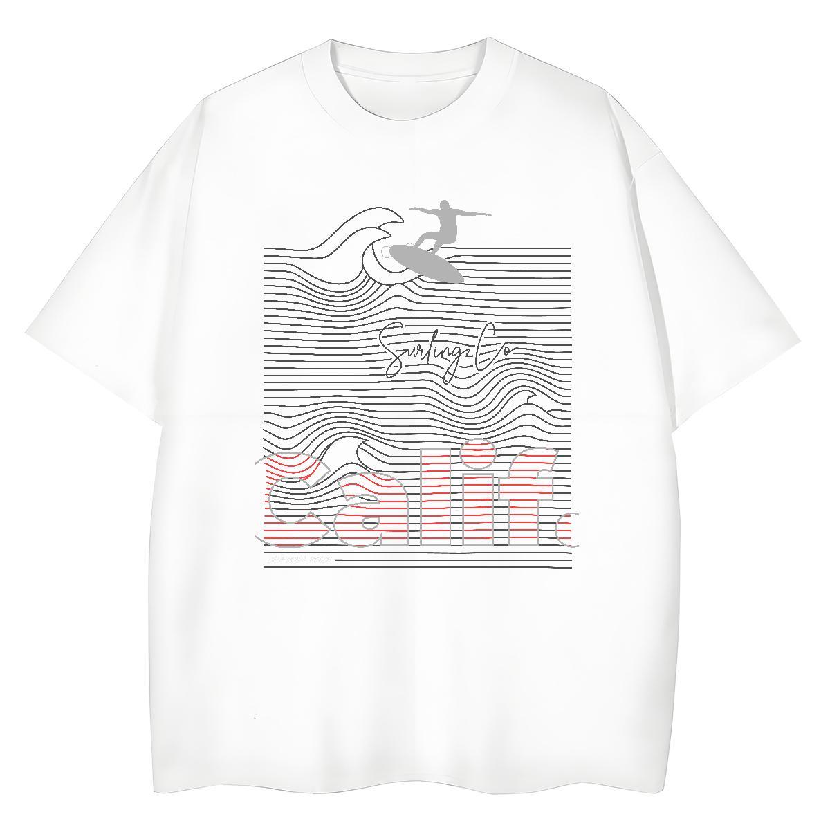 Female Lady T shirt 230g 100% Cotton painting Casual Beach T Shirt For Woman O Neck Short Sleeves Black Oversized Tees Shirts