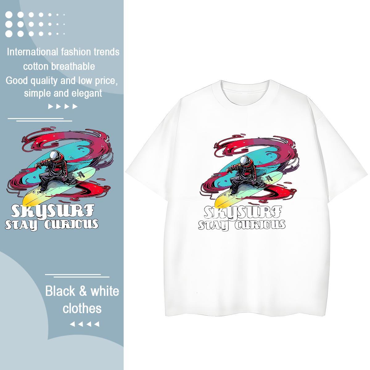 Brand Womens T Shirts Round Neck Short Sleeve 230g Pure Cotton Unisex Tshirts DIY Anime Printed person Daily Outfit Loose Wear
