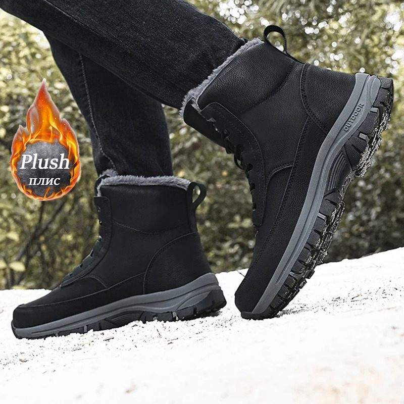 Men Winter Snow For Waterproof Leather Sneakers Super Warm Mens Outdoor Male Hiking Boots Work Shoes Size 39-48 240820