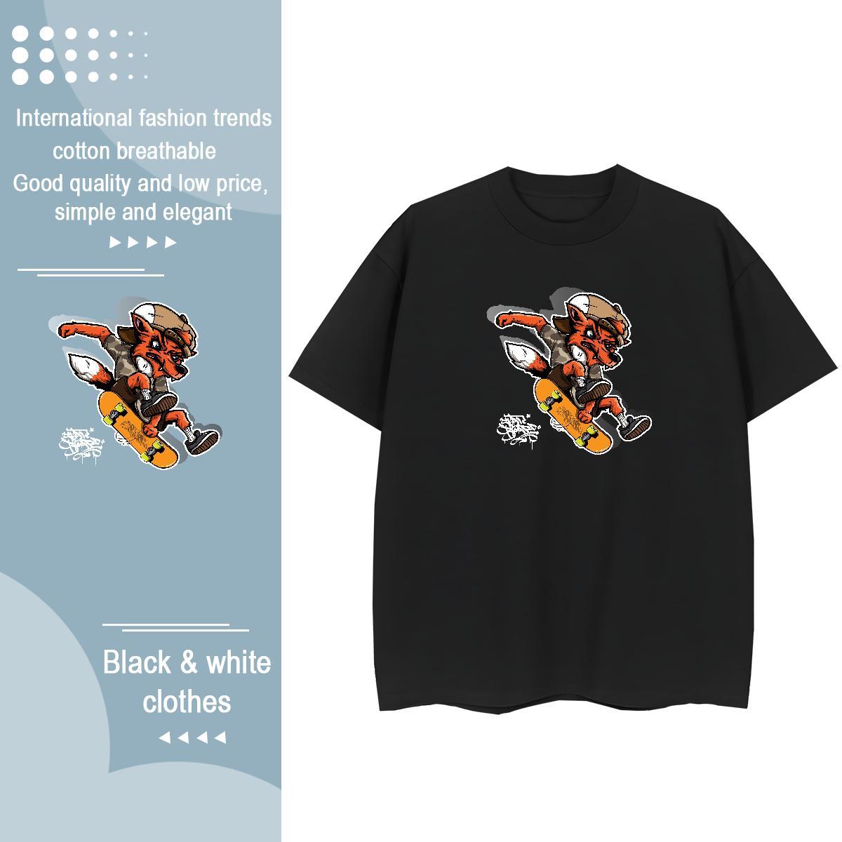 Fashion New Women T Shirts Breathable Short Sleeve 230g 100% Cotton Women Tees Oversized wolf Hip Hop Street 5A Tees Shirts