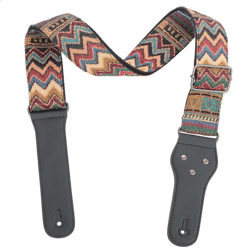 Guitar Strap Leather Head Adjustable Shoulder Strap For Guitar Electric Guitar Bass Guitar Parts Accessories Black Guitars 240821
