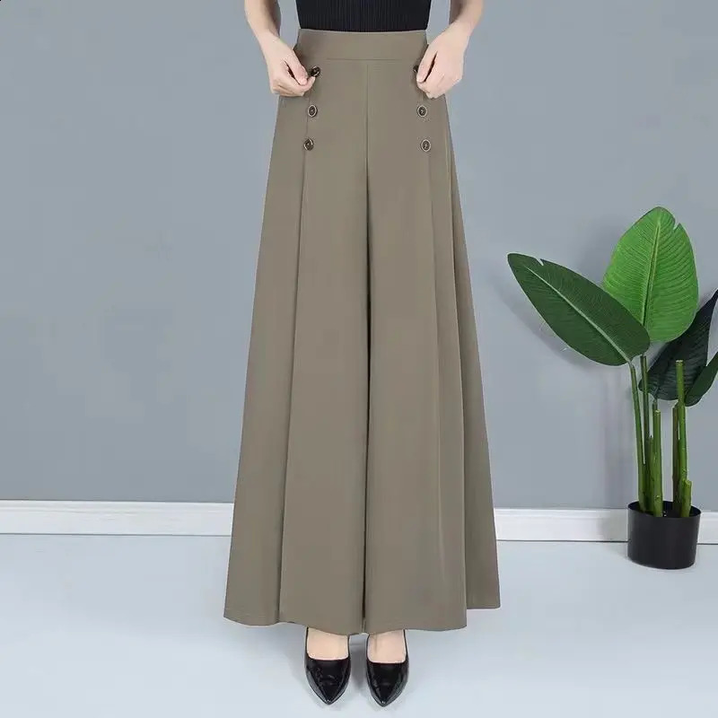 Summer Skirt Pants High Waist Straight Wide Leg Pant for Women Casual Loose Fashionable Fold Oversized Ladies Clothes y2k 240821