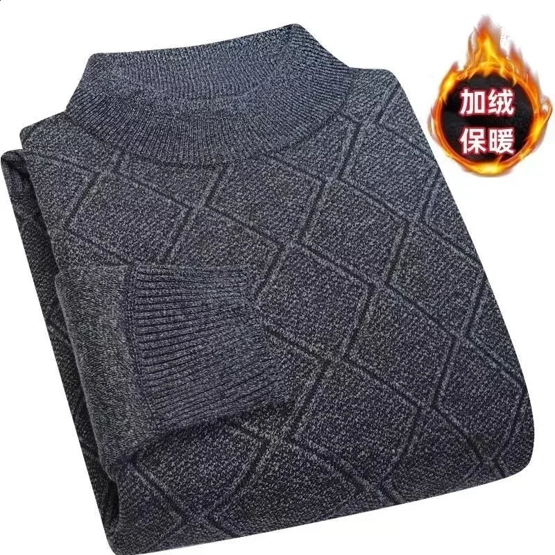 Mens Autumn Winter Warm Sweater Solid Pullovers Male Thick Jumpers Knitwear Round Neck Casual Clothing Knitted Sweater Men 240821