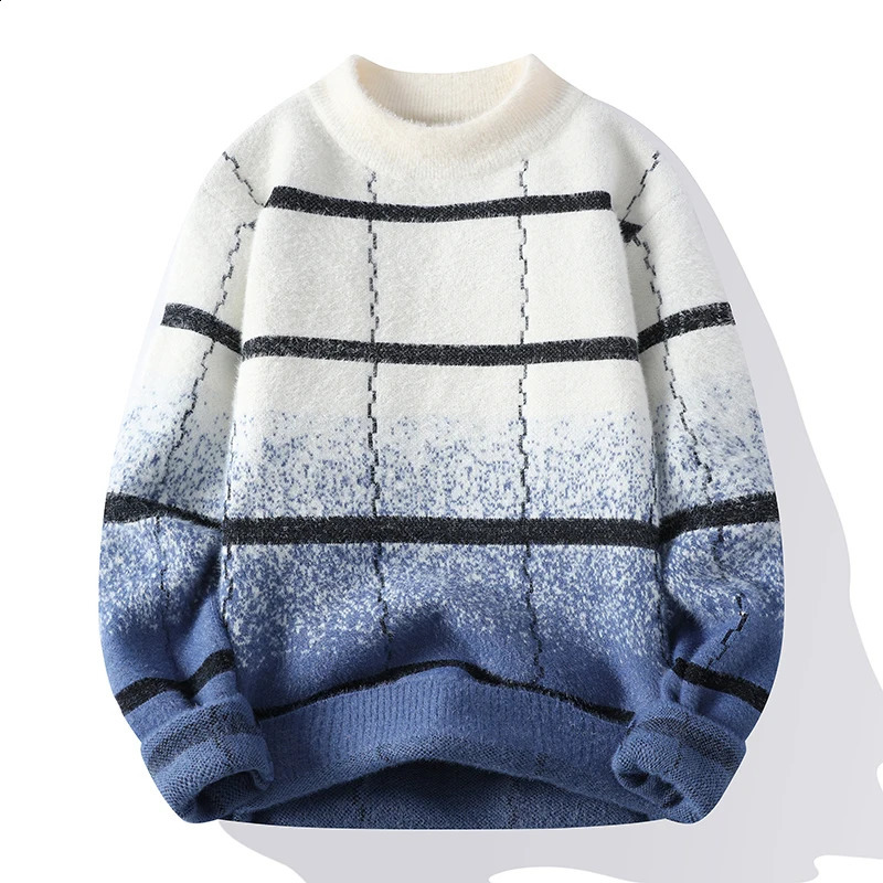 Mens Knitted Sweater Fashion Comfortable Warm Casual Slim Turtleneck Top Mens Clothes 240821